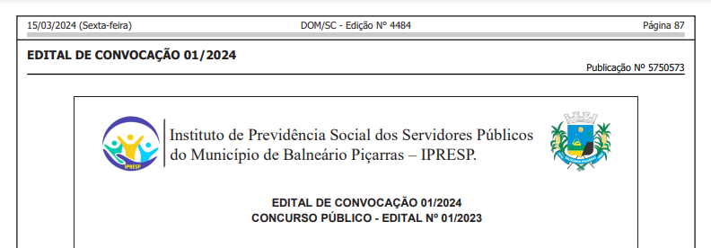 IPRESP torna pública a convocação do candidato aprovado no chamamento do concurso público 2023, para o cargo de analista previdenciário – perfil adm e financeiro.